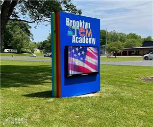 Brooklyn STEM Academy: Custom Main ID Sign with Electronic Message Center