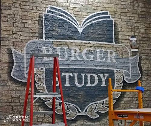 Burger Study: Custom Handpainted Mural Wall ID