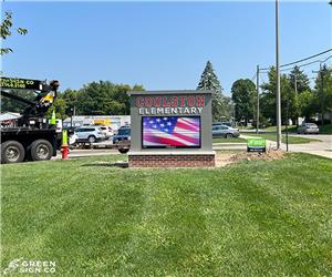 Coulston Elementary School: Custom School Main ID Sign w/ Electronic Message Center