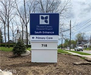 Decatur County Memorial Hospital: Custom South Entrance Internally Illuminated Main ID Sign