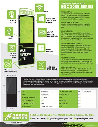 Green Sign Company - 200E Series - Custom Interior Digital Displays (PAGE 2)