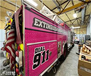 Greensburg (IN) Fire Dept.: Custom Temporary Breast Cancer Awareness Wrap 2022