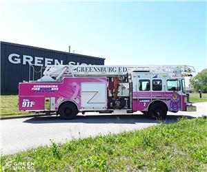Greensburg (IN) Fire Dept.: Custom Temporary Breast Cancer Awareness Wrap 2023