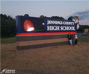 Jennings County High School: Custom School Main ID with Electronic Message Center