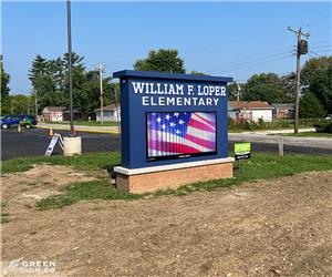 Loper Elementary School: Custom School Main ID Sign w. Electronic Message Center