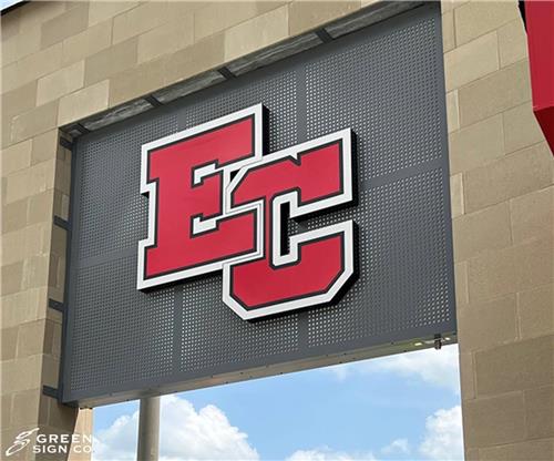 Maxwell Construction/East Central High School: Custom Double Sided Logo Cabinet