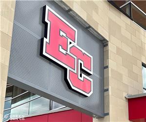 Maxwell Construction/East Central High School: Custom Double Sided Logo Cabinet