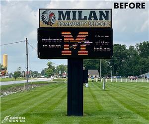 Milan High School: Custom Replacement Sign Faces for Lighted Pylon High School Sign