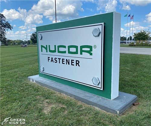 Nucor Fasteners: Custom Single Sided Architectural Monument Sign For Manufacturing Facility