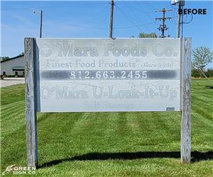 O'mara Foods, Inc.: Custom Double Sided Architectural Post Panel Business Sign