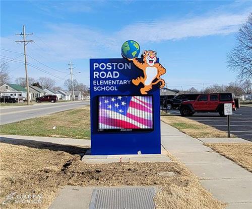 Poston Road Elementary School: Custom Main ID with Electronic Message Center
