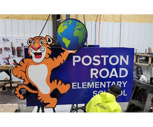 Poston Road Elementary School: Custom Main ID with Electronic Message Center