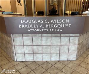 Wilson & Bergquist Attorneys at Law: Custom Vinyl Door & Front Desk Graphics