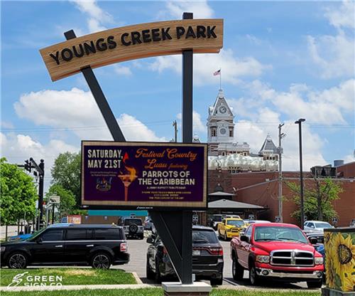 Youngs Creek Park: Custom Main ID Sign with Electronic Message Center